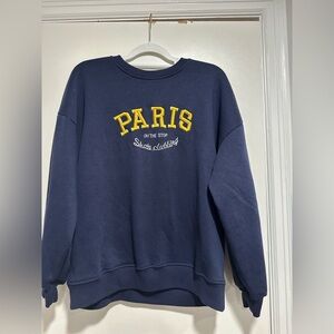 Paris On The Skate Unisex Sz:M Embroidered Appliqué Crewneck Navy Sweatshirt.